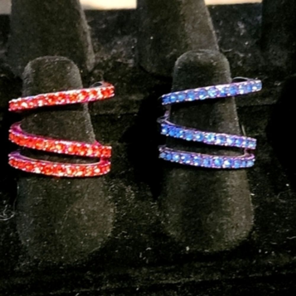 Akira Pink & Purple Rhinestone Stackable Rings‎ - Picture 4 of 8